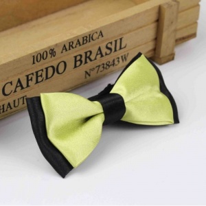 Boys Black & Lime Green Satin Bow Tie with Adjustable Strap